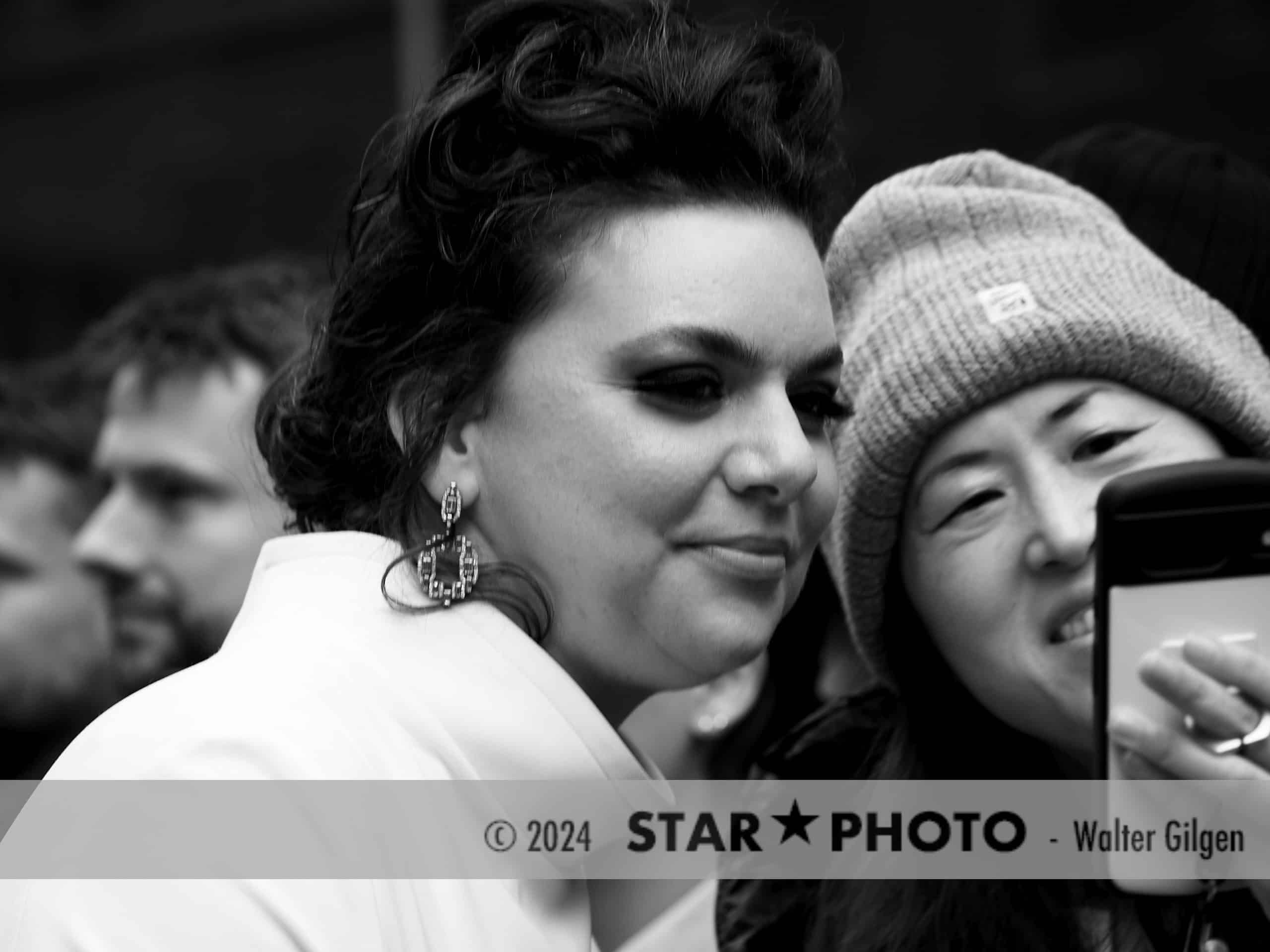 Monochrome pictures, photographs of opera singer Ambur Braid.
