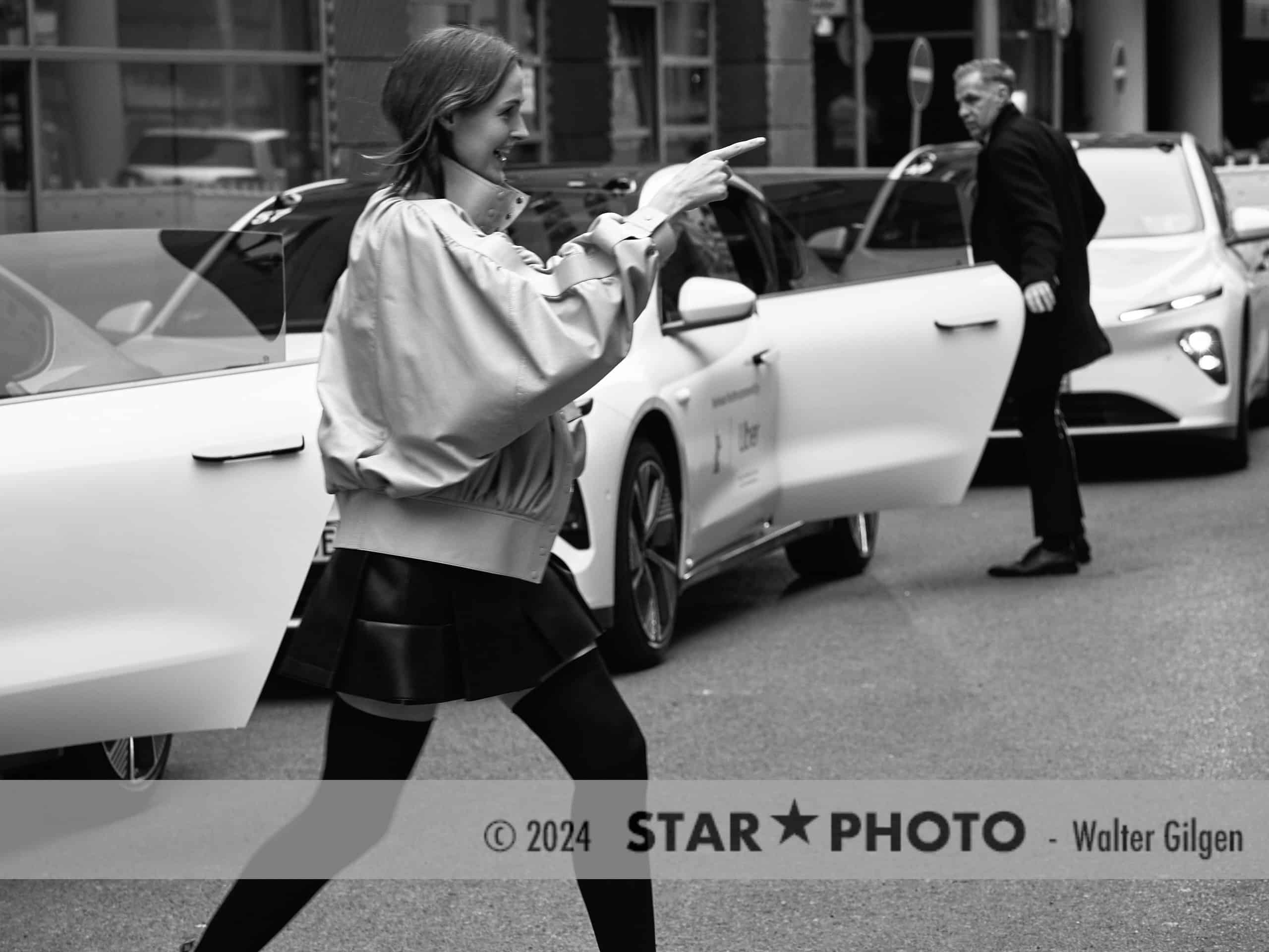 74th Berlinale, actress Renate Reinsve arrives press conference behind Grand Hyatt hotel.