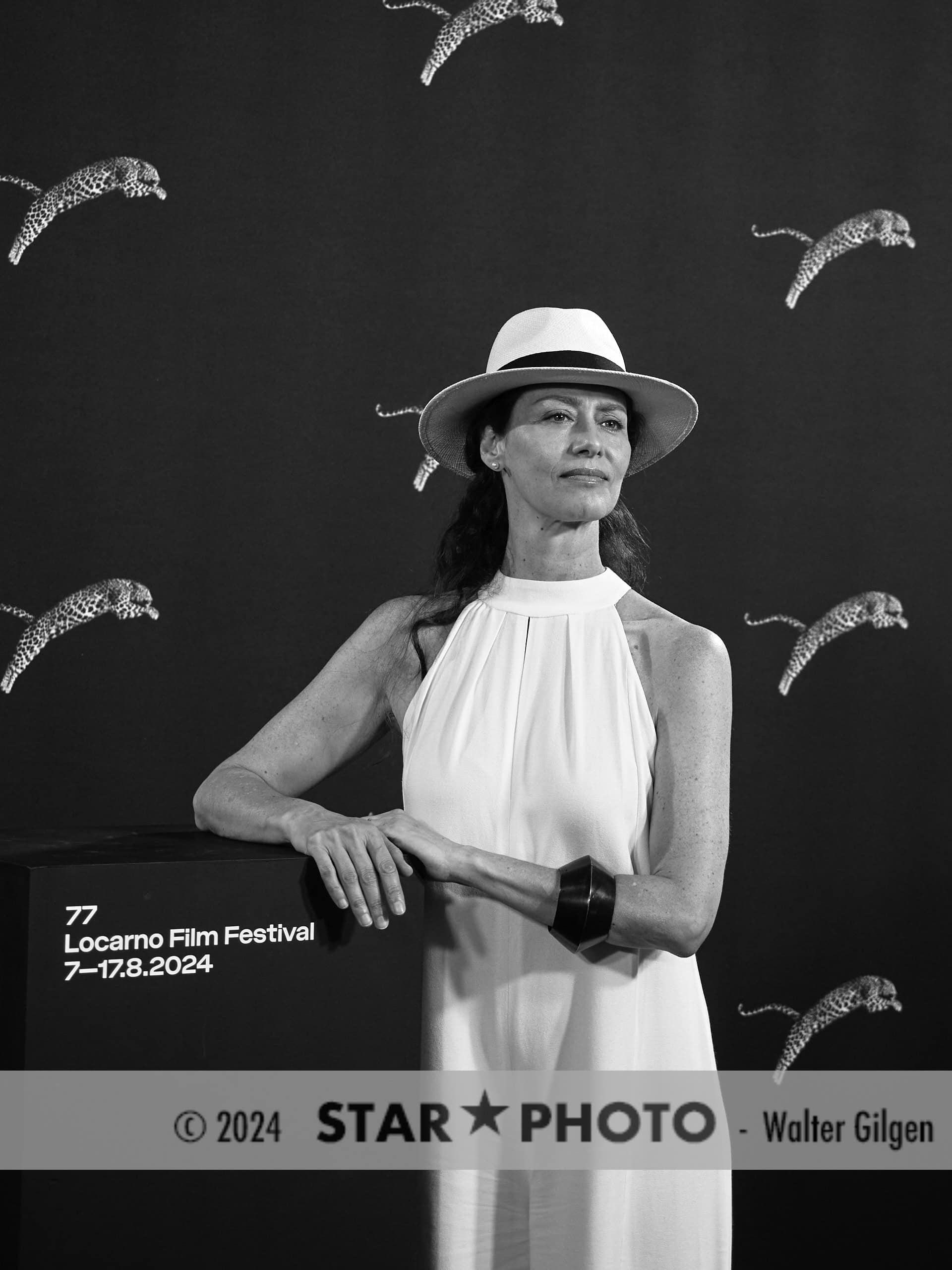 Actress Maria Fernanda Cândido attend a photocall for the movie “Sulla terra leggeri“ at the 77th Locarno Film Festival on August 11th, 2024 in Locarno, Switzerland.