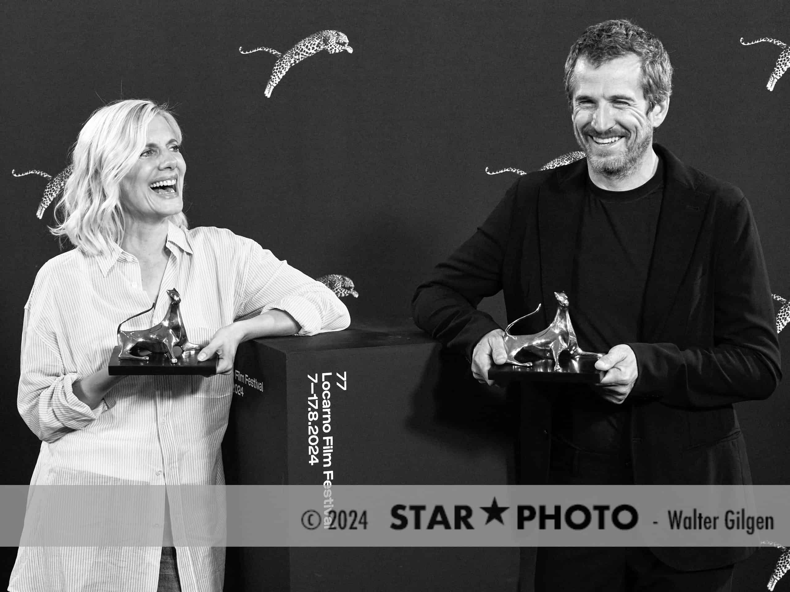 Actress Mélanie Laurent (left) and actor Guillaume Canet receive Excellence Award Davide Campari.