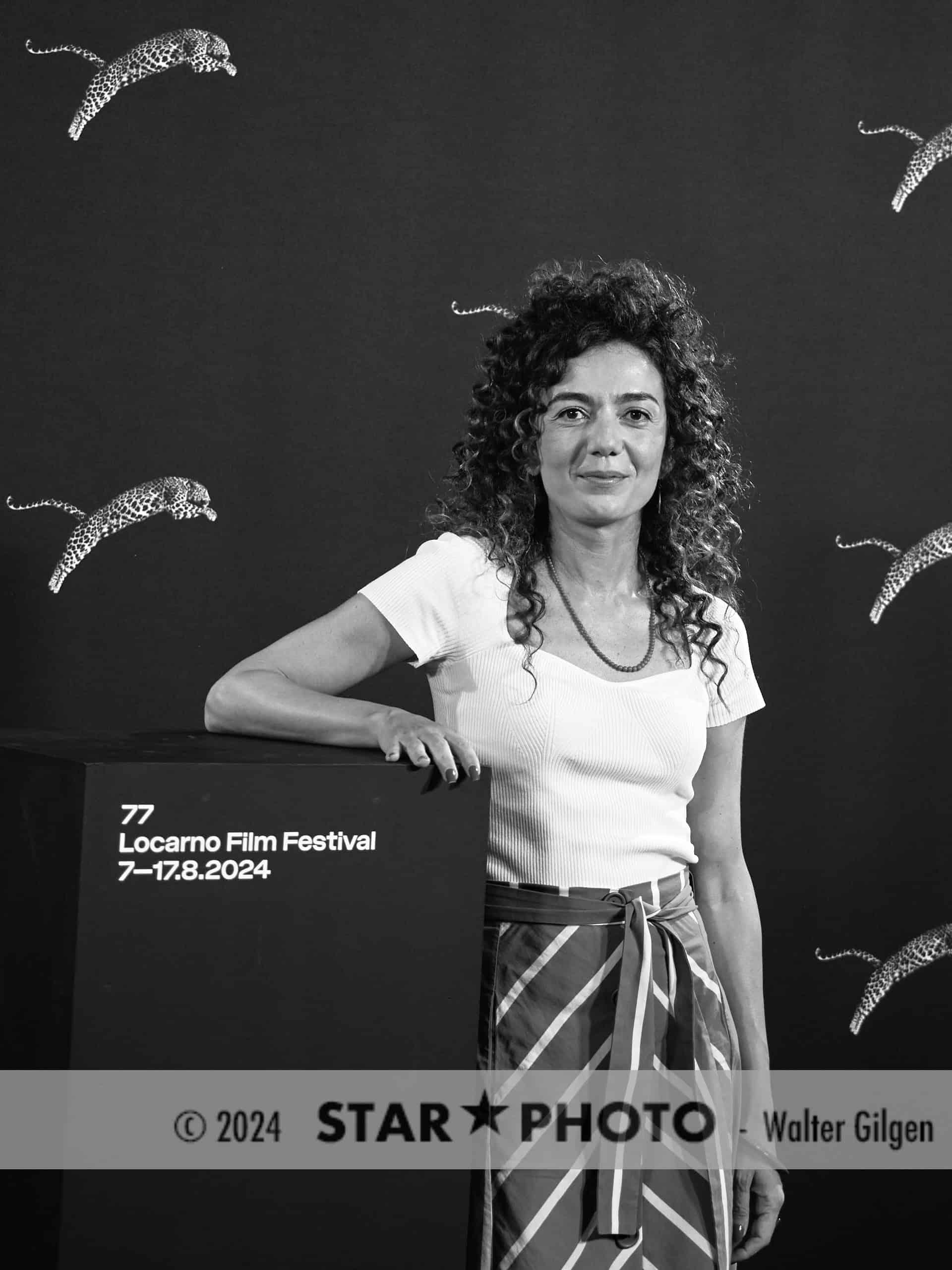 Director Sara Fgaler attend a photocall for the movie “Sulla terra leggeri“ at the 77th Locarno Film Festival on August 11th, 2024 in Locarno, Switzerland.